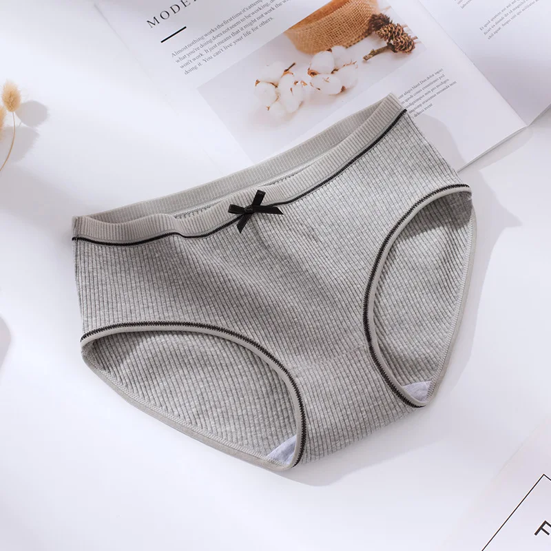 

5pcs Cute Teenage Student Underwear Breathable Comfortable Bow Mid-Rise Girl Plus Size Panties Cotton Panty