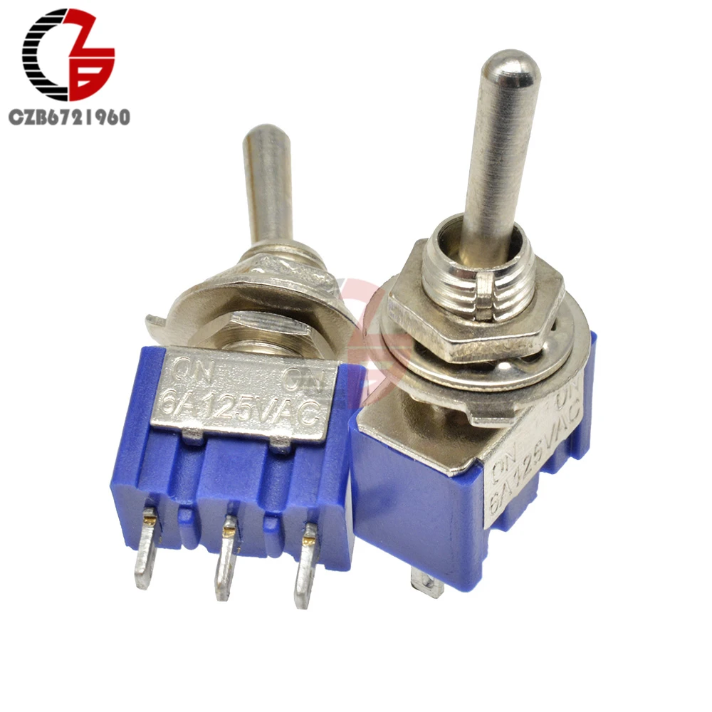 MTS-102 Toggle Switch 13*8MM- 3Pin On-Off Copper Contactor 125V 6A 250V 3A | Обустройство дома
