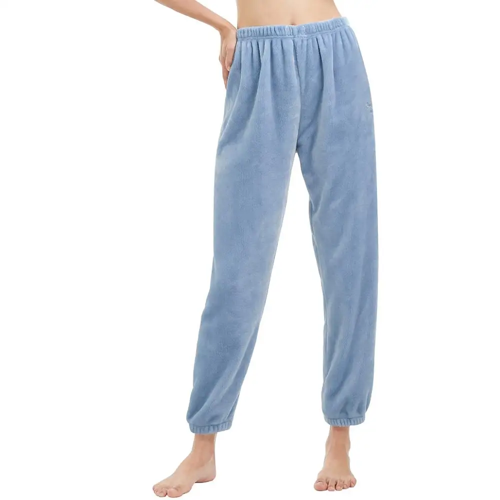 Blue-Flannel THREEGUN женские Пижамные шорты, укороченные штаны полной длины, кружевные Хлопковые женские штаны для сна, свободные штаны с эластичной резинкой на талии, домашние штаны, партия - Цвет: Blue-Flannel
