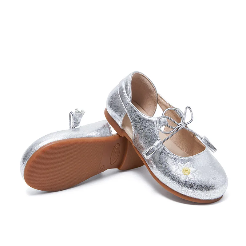 Весенняя детская обувь принцессы с бантом Детская розовая на плоской подошве