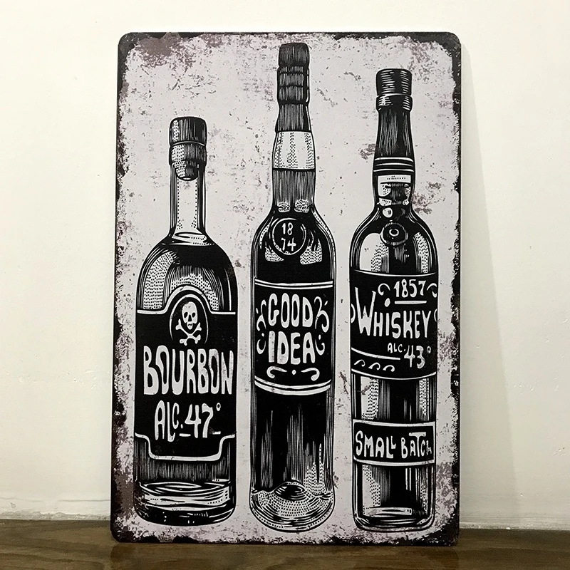 Металлические оловянные знаки в стиле ретро для виски стикер искусства декор