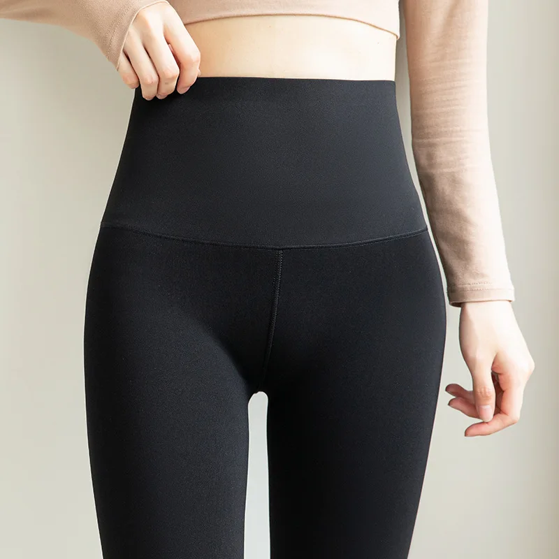 

Explosion Shark skin Plus velvet One Barbie pants Abdomen Hip lift No trace three rows buckle Leggings Slim Thin l leggings