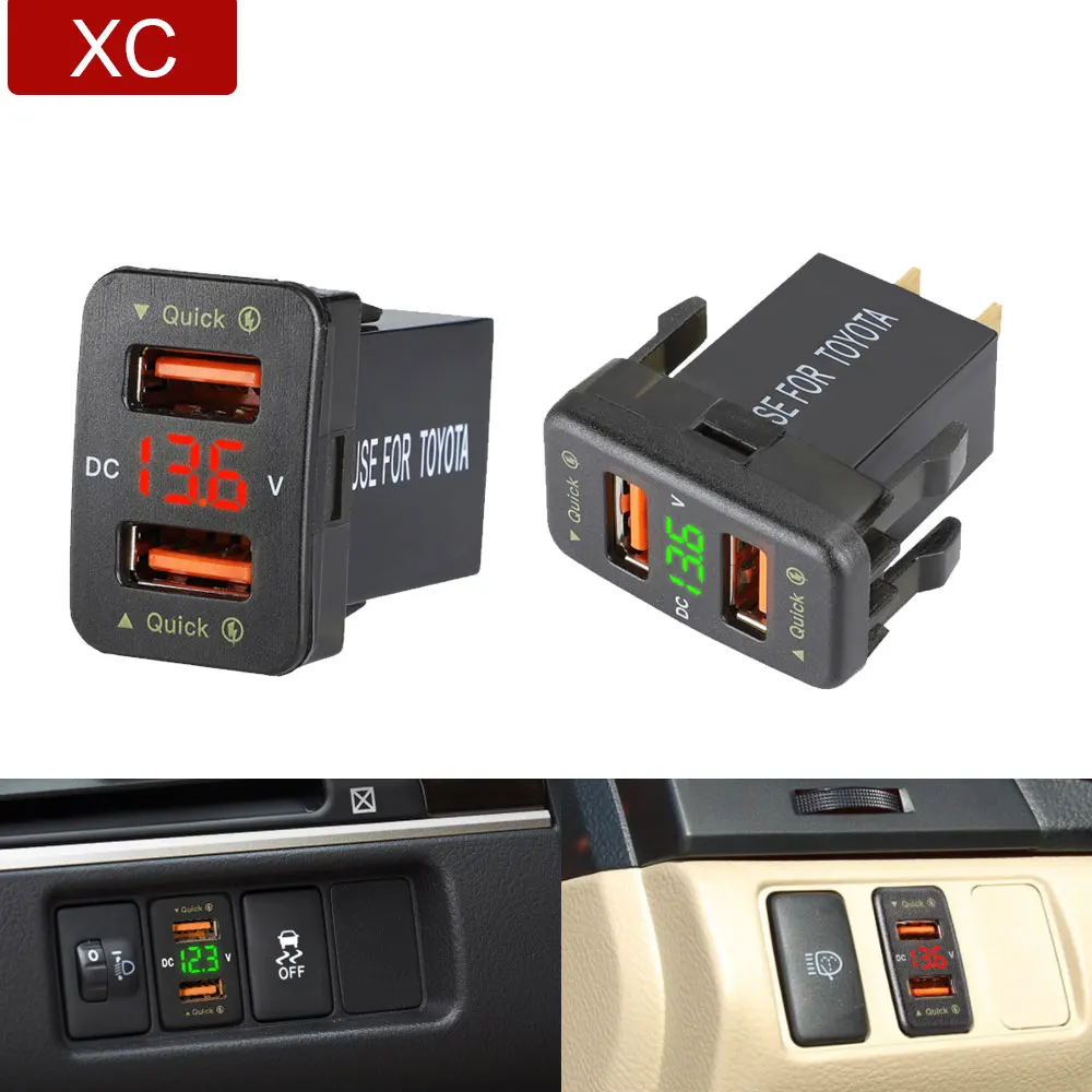 Автомобильное зарядное устройство Quick Charge 3 0 с двумя USB-портами для TOYOTA Camry Corolla RAV4