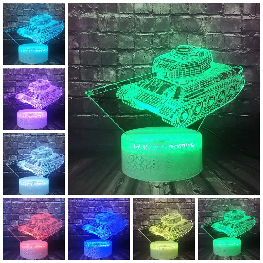 Светодиодный ночной Светильник 3D с автомобилем из мультфильма 7 Цвет изменить