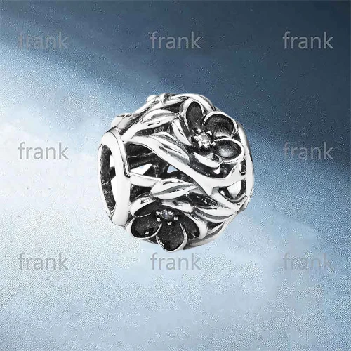 

791409CZ Mystic Floral Black CZ's Charm Flower