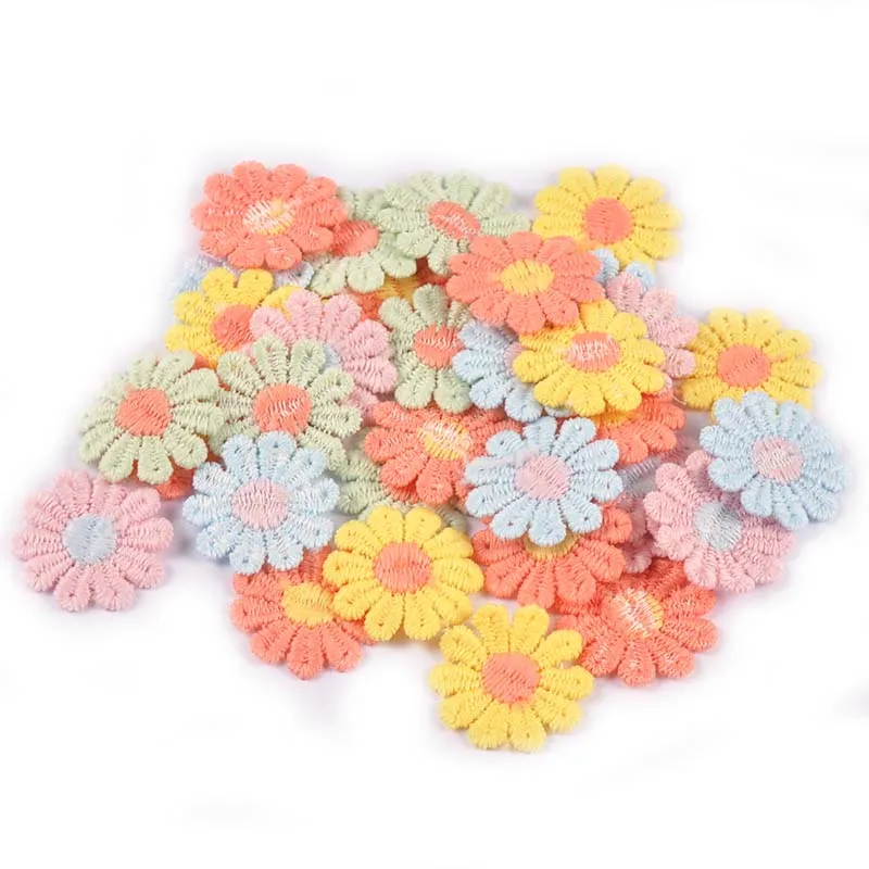 30 шт./лот 26 мм многоцветная Кружевная аппликация в виде цветка маргаритки