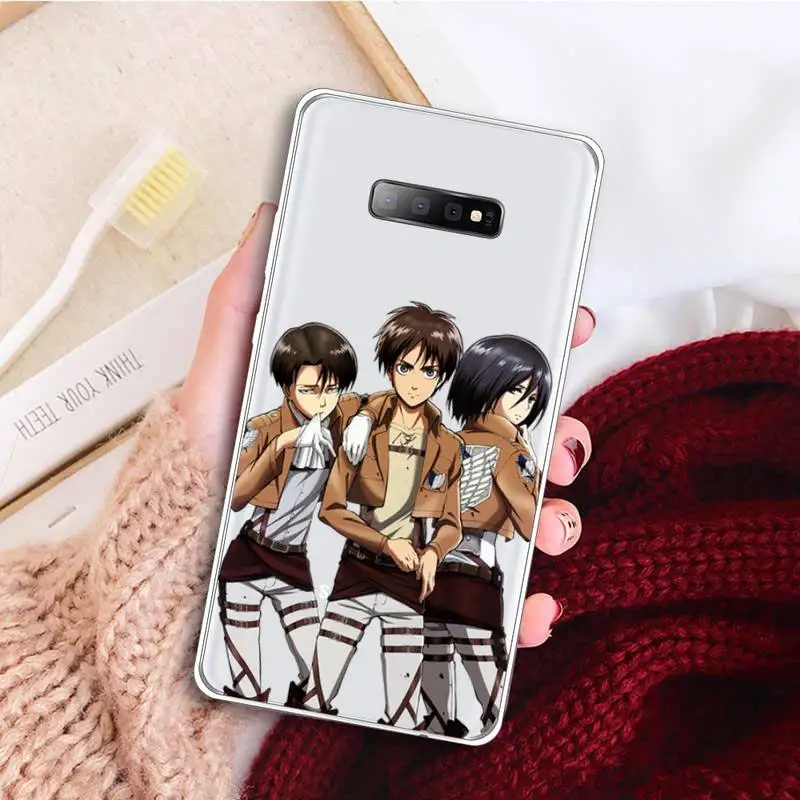 

attack on titan Phone Case Clear Transparent for samsung A 21s 50 71 S 8 9 20 note 10 20 plus ultra