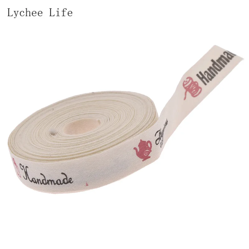 10 метров ручной работы сердце печатных хлопок метки одежды для Diy сумки Швейные