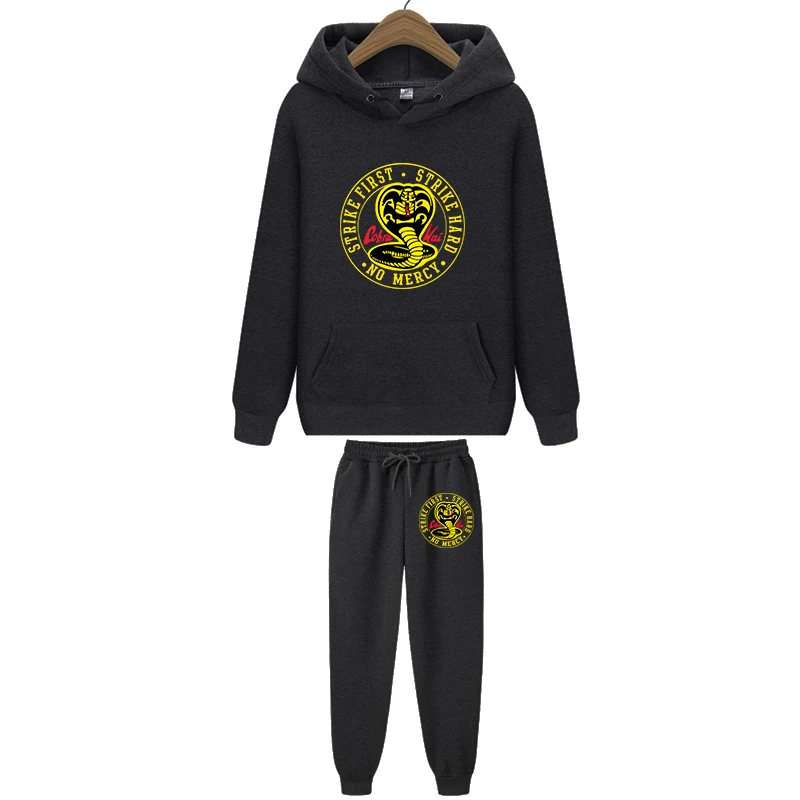 

Branded Hoodies Suits 2pcs Strike First Strike Hard No Mercy Hoodie Sweatshirt + Pants Women/Men Solid Colors Autumn Hoodie Sets