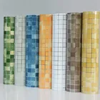 Настенные наклейки для ванной комнаты, ПВХ, мозаичные обои, водостойкие кафельные наклейки, пластиковые виниловые самоклеющиеся обои, домашний декор