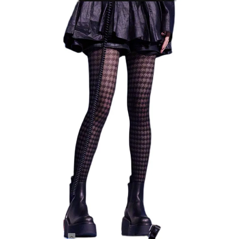 

2021 star Same Design Qianniao Pantyhose Female Spring And Autumn Slightly Sexy Japanese Lattice Black Silk Tights Women Skirt