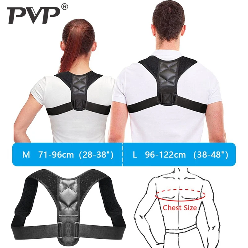 Корректор осанки и поддержка спины brace ключицы поддержка спины Brace для женщин и мужчин назад brace коррекция осанки - Цвет: black