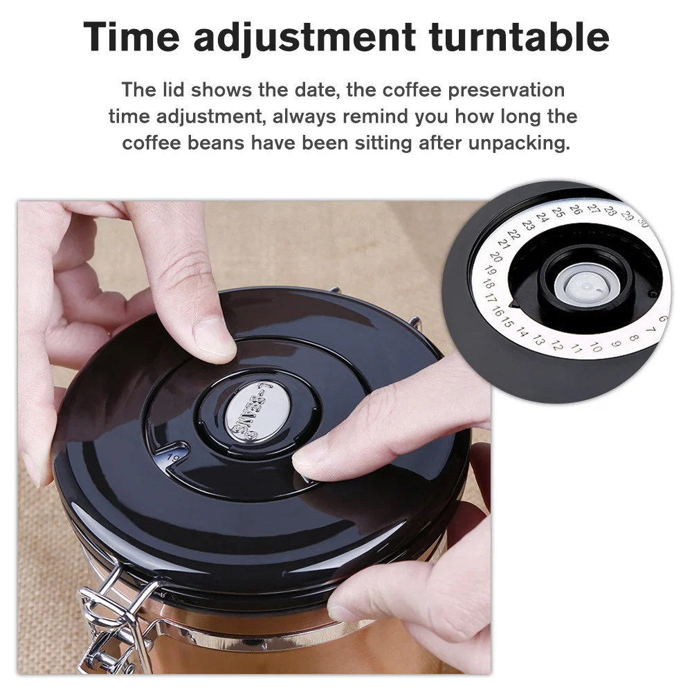 Герметичный контейнер из нержавеющей стали для хранения кофейных зерен