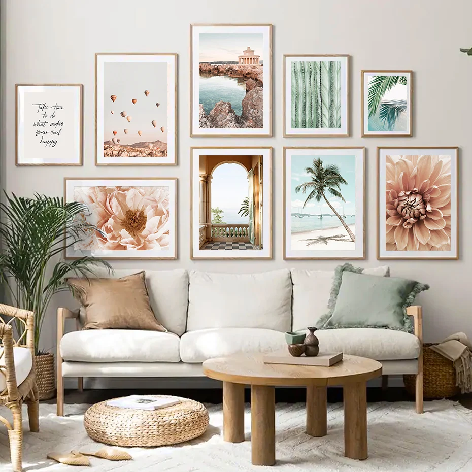 

Mediterranean Landscape Blooming Floral Travel Posters Canvas Painting Wall Art Print Picture Living Room Interior Home Decor