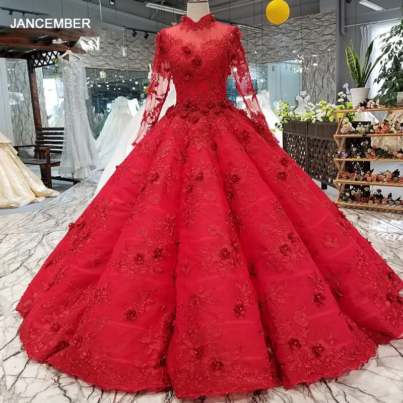 LS02100 red muslim puffy vintage вечернее платье с длинным рукавом рукавом|Вечерние платья| |