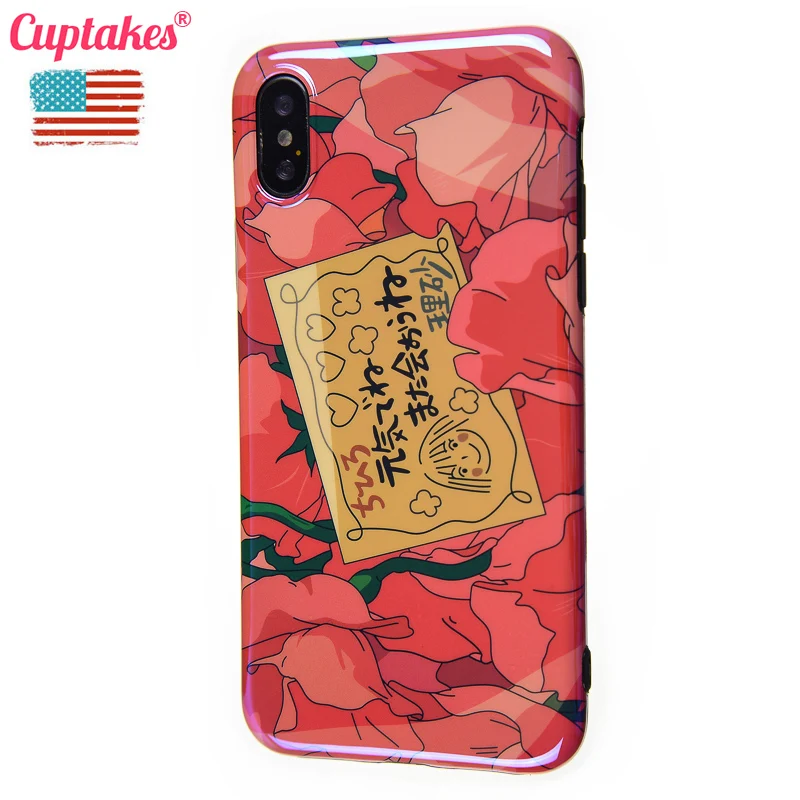 Luxury bling Blue Ray Soft Silicone Case for iPhone XR 6 6S 7 8 Plus X XS Max Cover Cute Girl Hot Pink Pattern Japan OAD Coque |