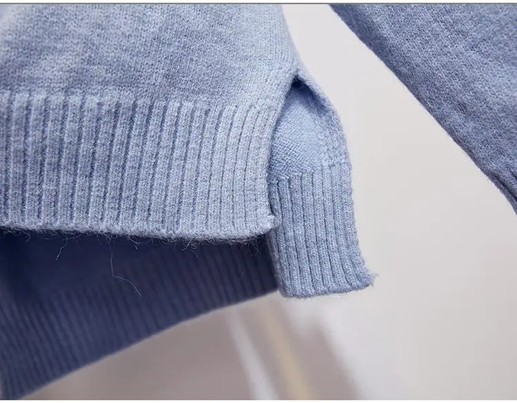 

ICHOIX Elegant mesh 2 Piece Skirt Set Korean pink blue lace up sweater Winter Outfits cute Girl two piece set women 2pcs clothes