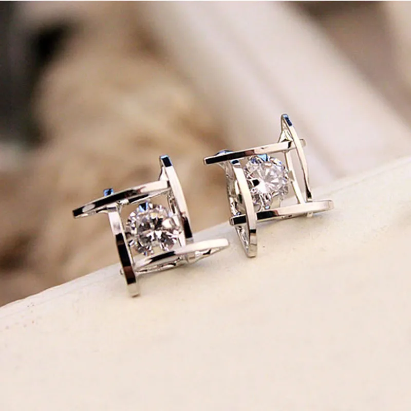 

square zircon earrings tic-tac-toe hollow copper earrings geometric triangle earrings wholesale manufacturer wholesale