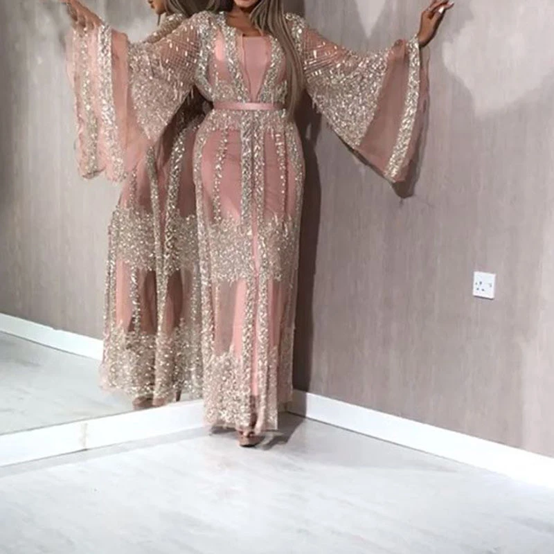 Abaya Дубай мусульманское платье Роскошные высококачественные вышитые блестками