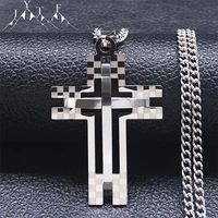 stainless steel catholicism cross big pendants necklaces for womenmen silver color necklaces jewelry collier homme n2292s05