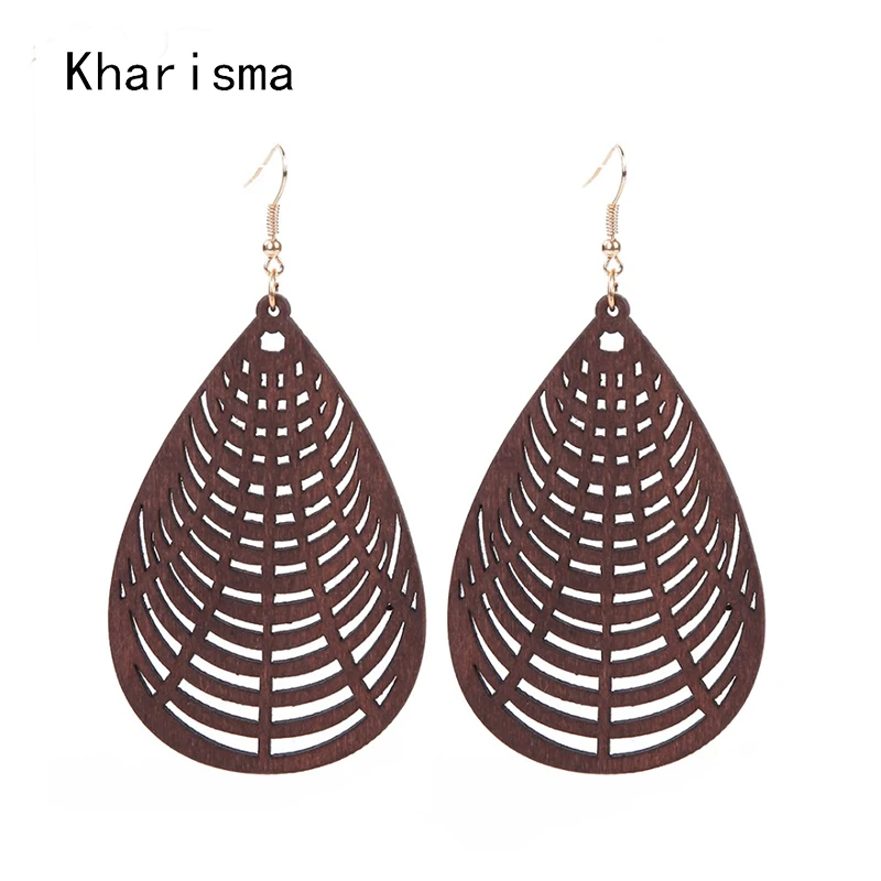 Женские Этнические серьги из натуральной древесины в этническом