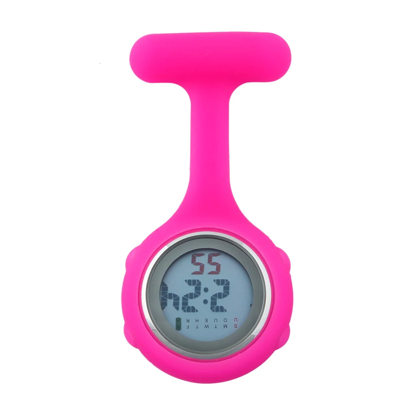 pink ALK Цифровые силиконовые часы для медсестры, карманные часы, собачьи лапы, доктор, медицинская больница, брошь с отворотом, часы, бренд, дата, неделя, дисплей - Цвет: pink