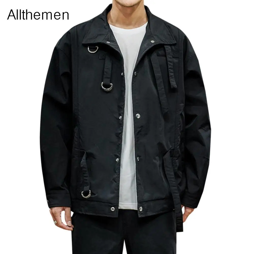 

Allthemen Mens Bomber Jackets Fashion Men Solid Basic Jackets Streetwear Men Casual Baseball Coats Men Clothing Lace Up