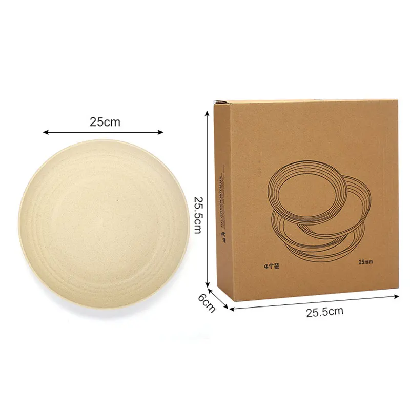 

Lightweight Wheat Straw Plates 4pcs Unbreakable Dishes and Plates Sets Non-toxin Safe Healthy for Kids Children Adults DA