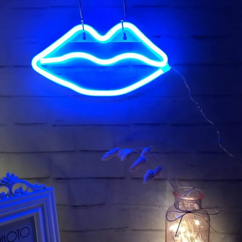 

Lip-shaped Neon Sign LED Kiss Neon Sign Art Wall Decor Light Suitable For Christmas Baby Girl Room Bar Wedding Party Supplies