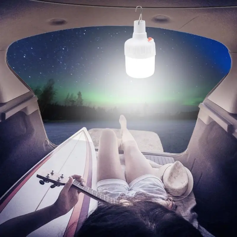 

PP Bulb LED Tent Lamp Multi-function Stable Operation Reliable Solar Powered with Hook Portable Camping Emergency Light