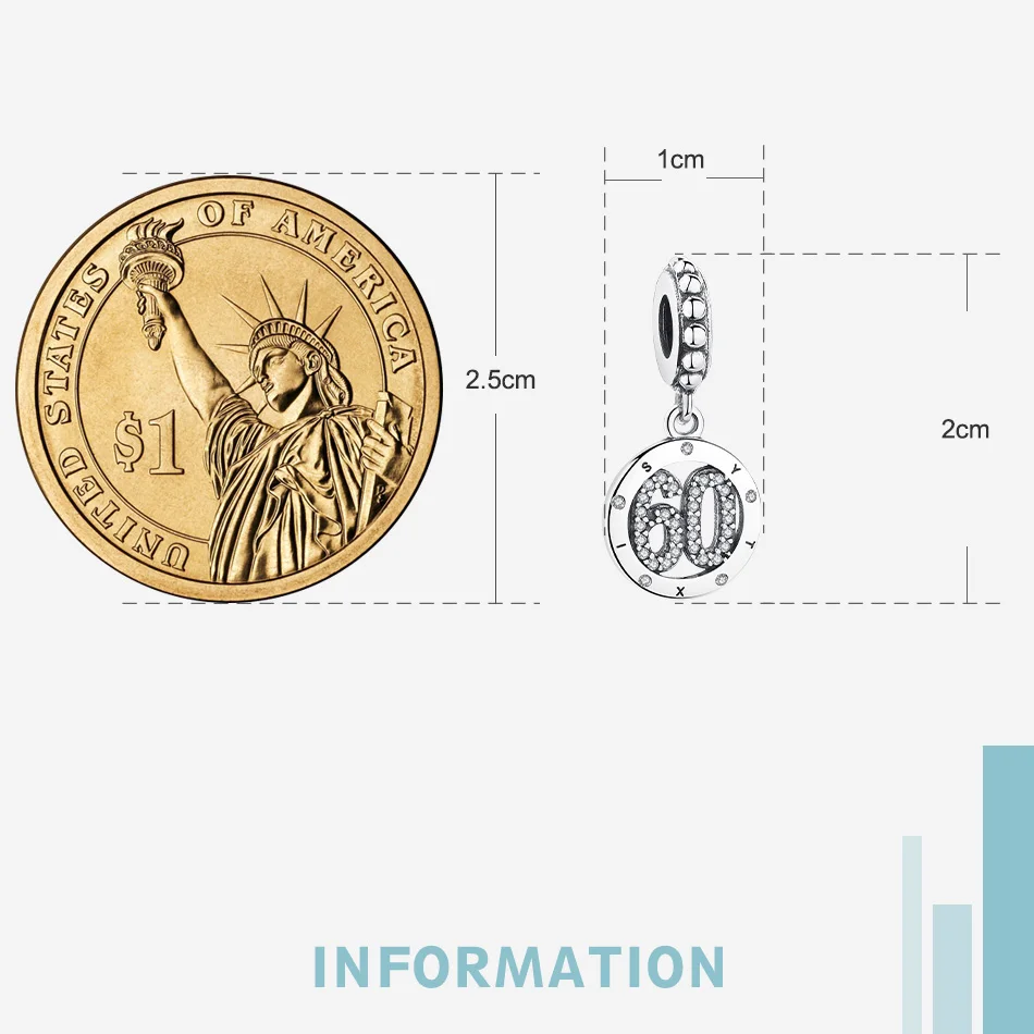 FOREWE Настоящее 925 пробы серебро 60 Круглый Кристалл талисманы бисера Fit Pandora Браслеты DIY Ювелирные изделия юбилей подарок на день рождения