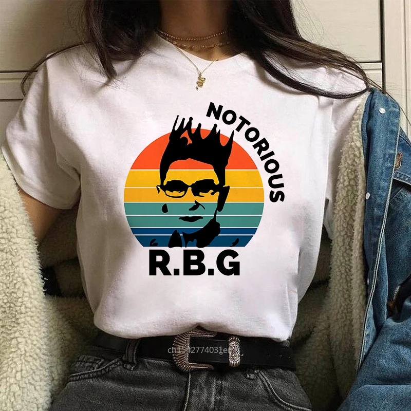 

Streetwear RBG Ruth Bader Ginsburg Letters Top Soft Daily Graphic Printed Casual Female Tee Oversized