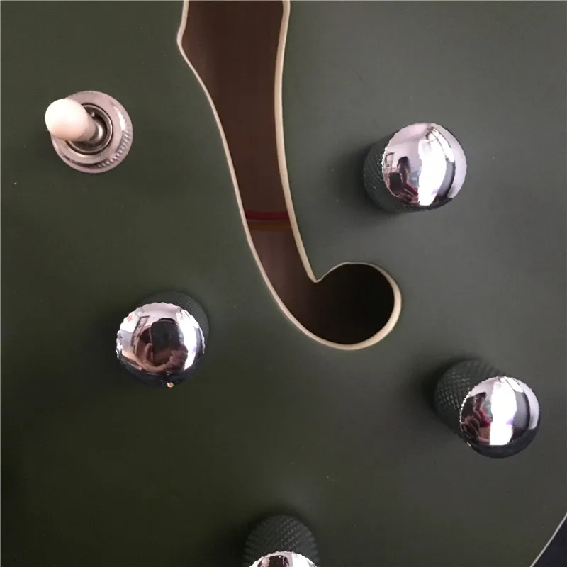 

Custom Made 335 Jazz Half Hollow Body Green Electric Guitar Bridge Trill Hardware Chrome Plating