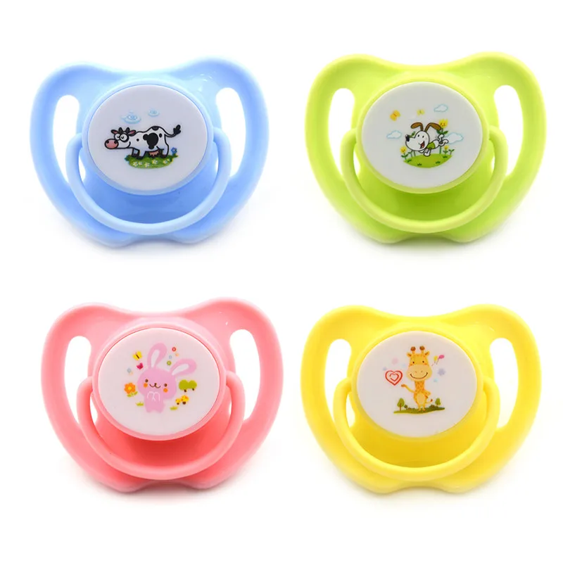 

1pcs Animal Pattern Kids Care Baby Feeding Silicone Pacifier Flat Nipple Teether Soother Love Heart Shape With Handle Cartoon