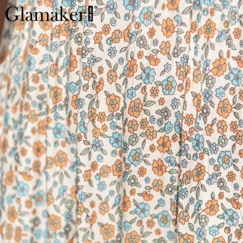 Glamaker Sexy off shoulder boho holiday dress Floral print ruffles high waist loose beach Women spring maxi new | Женская одежда