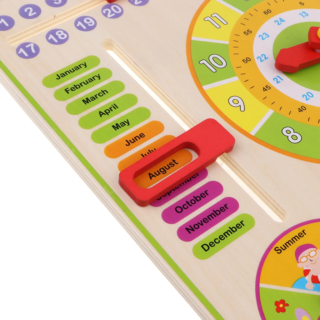 

Children's Educational Toys, Wooden Learning Clock, Learning Board with Date