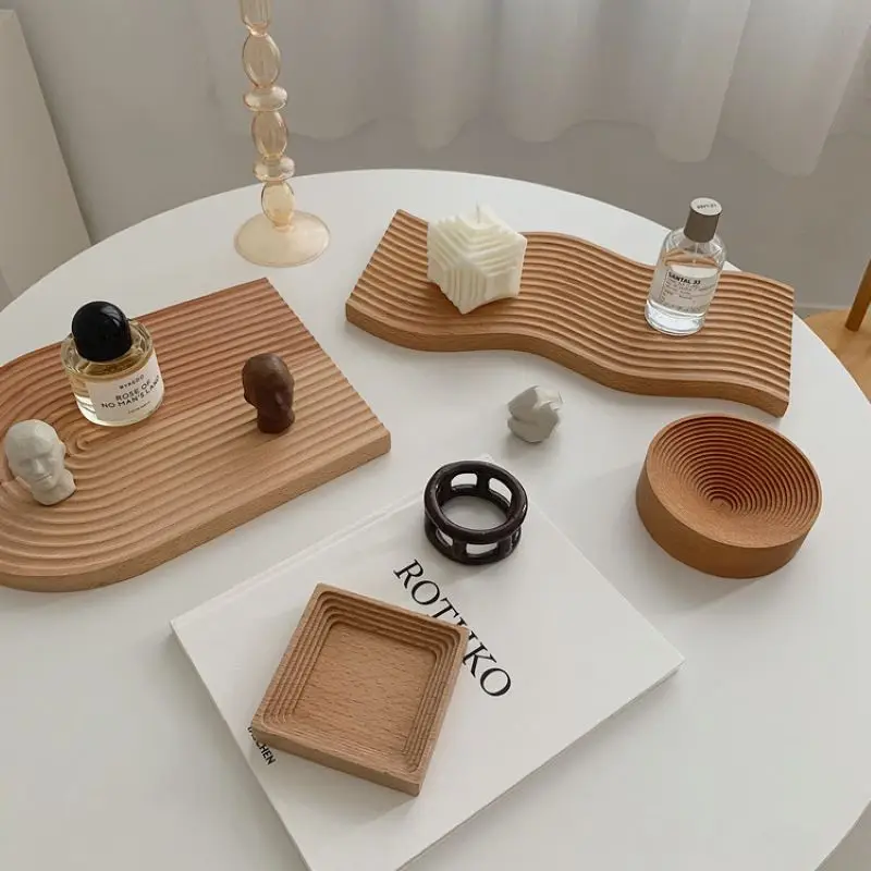 

Ins Nordic Table Wooden Coffee Tray Food Cake Wine Drink Kitchen Storage Tray Dessert Plate Display Home Kitchen Decor