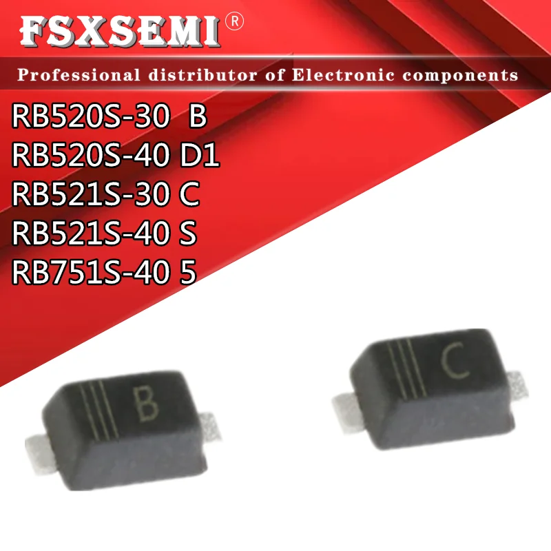 

100pcs/lot RB520S-30 B RB520S-40 D1 RB521S-30 C RB521S-40 S RB751S-40 5 SOD-523 Schottky barrier diode