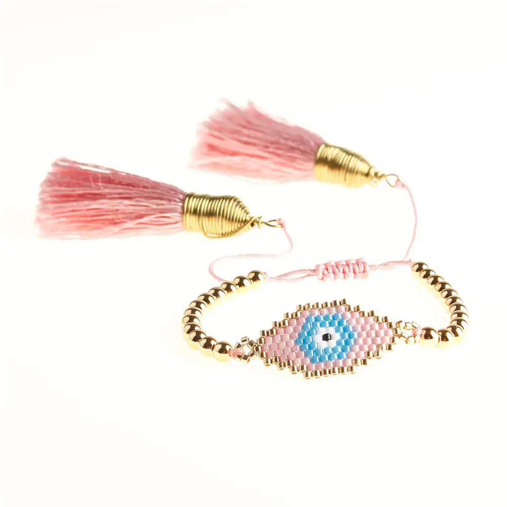 Shinus 10 шт./лот браслет evil eye бусины Miyuki Delica браслеты с кисточкой турецкий глаз Браслеты Mujer Bileklik DIY ручной работы
