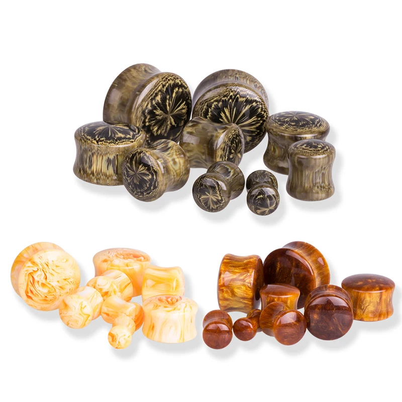 Серьги гвоздики из смолы для пирсинга круглые растяжки прокола тела мужчин и