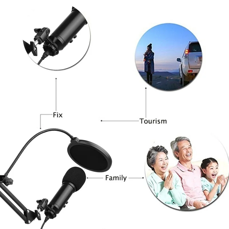 

USB Microphone Set 192KHz/24Bit Microfone Low Noise Professional Cardioid Condenser Podcast Mic With Mute Button & Audio Jack