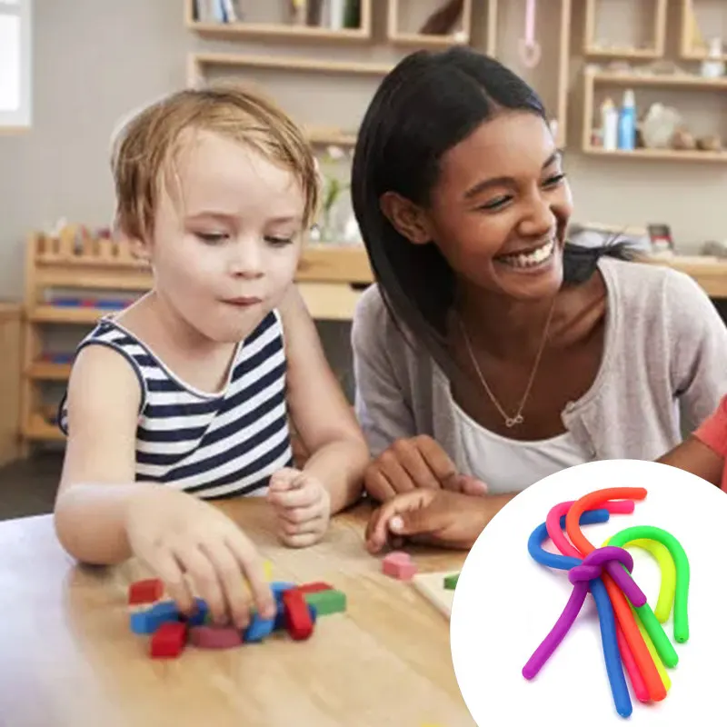 

6pcs/lot Soft Rubber Noodle Elastic Rope Toys Stretch String Decompression Toy Stretchy String Fidget Relief Stress Vent Toys