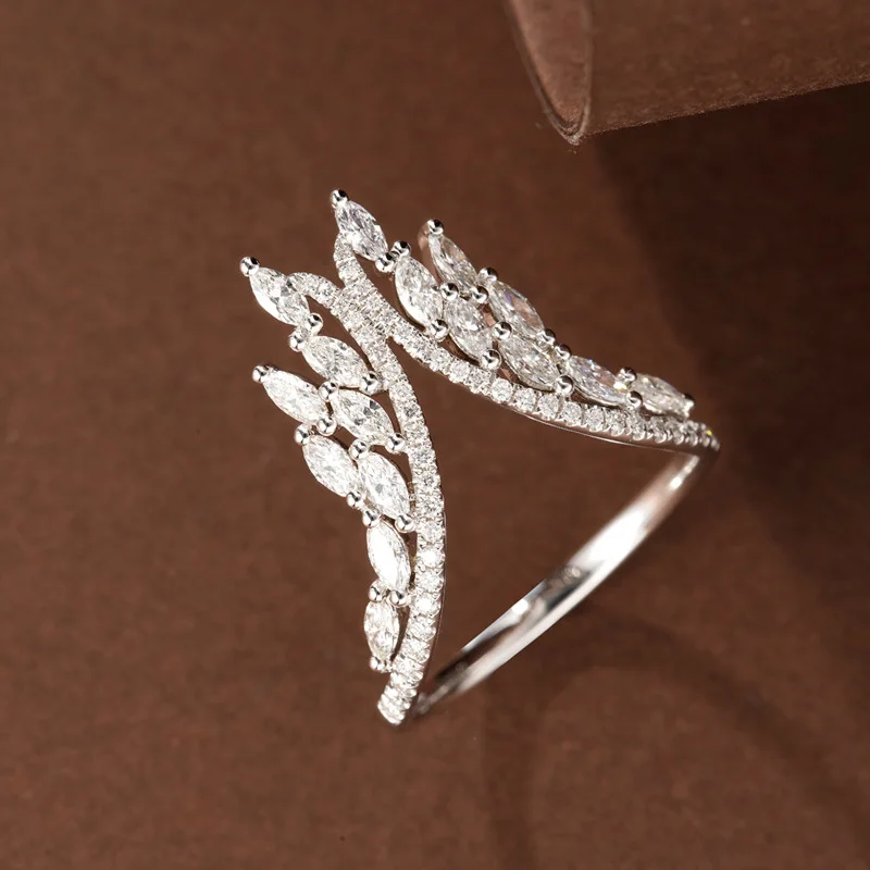 

TR-22 ins style high fashion design jewelry jewelry V-shaped full diamond diamond ring girls party jewelry