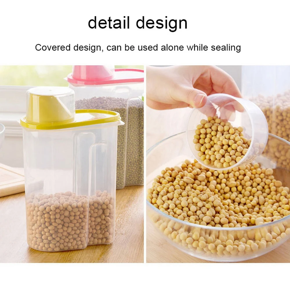 

PP Food Storage Box Kitchen Grain Food Boxes Plastic Clear Container Set with Pour Lids 2.5 L Plastic Sealed Storage Bottles