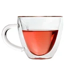 Стеклянные кофейные кружки или чайные чашки с двойными стенками в форме сердца, прозрачные чашки с двойными стенками 68 унций и ручкой FR66