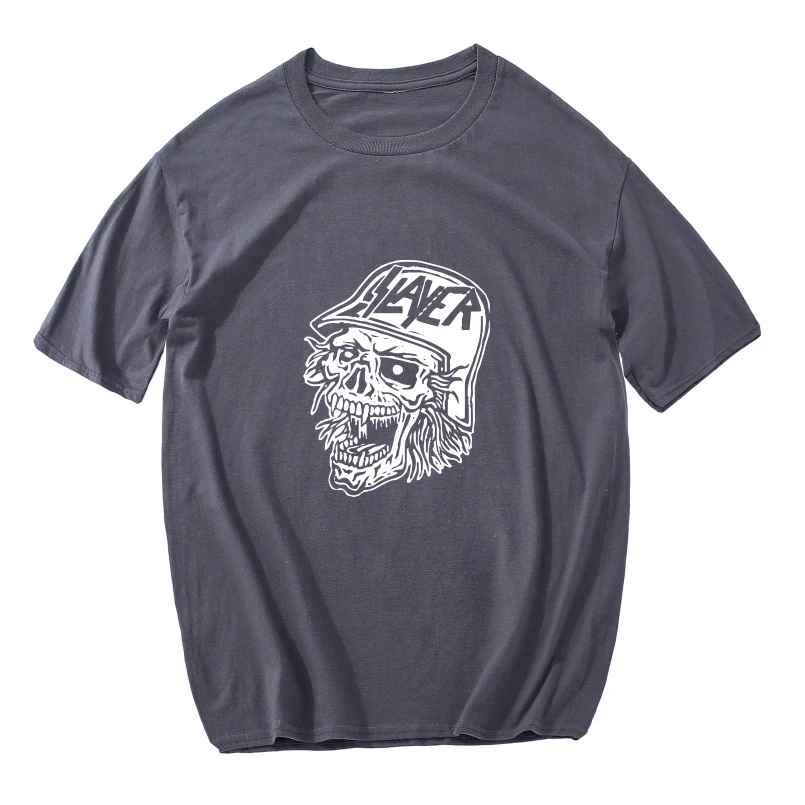 

Slayer Skull Breathable Cotton T-Shirt Men Loose Funny Aesthetic T-Shirt Summer Tee Vintage Tshirt Men Tees Harajuku
