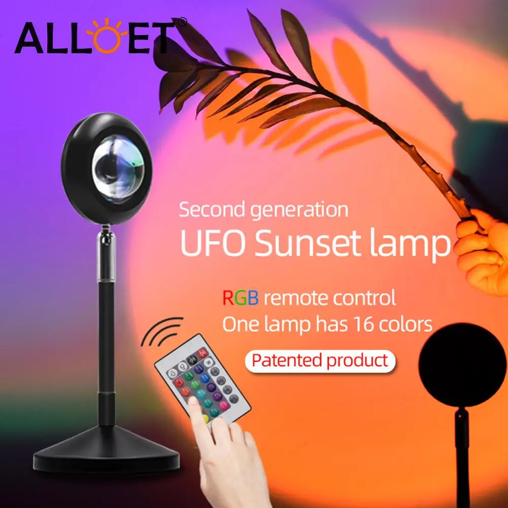 

USB Rainbow Sunset Projector Atmosphere Night Light Home Coffee Shop Background Wall Decoration Colorful Lamp