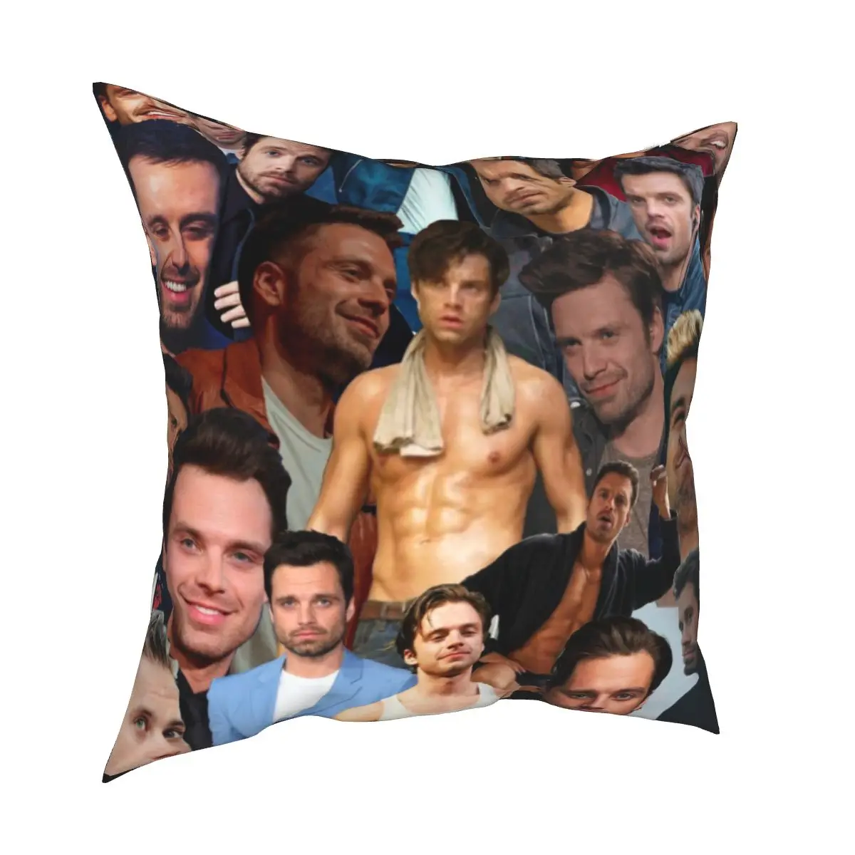 

Sebastian Stan Photo Collage Pillowcase Soft Polyester Cushion Cover Decorations Pillow Case Cover Home Zipper 45*45cm