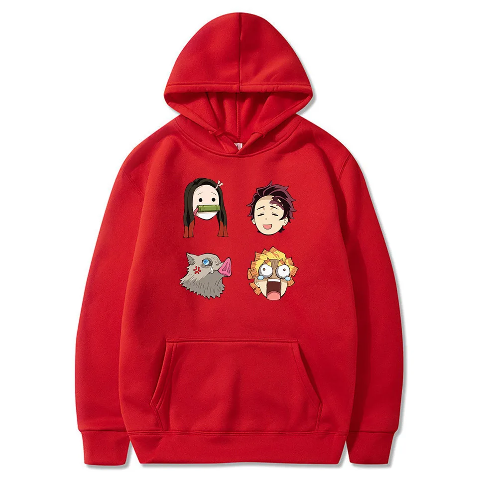

2020 Hot Anime Demon Slayer Costume Tanjiro Nezuko Inosuke Zenitsu Funny Face Printing Hoodies Pullover Sweatshirt