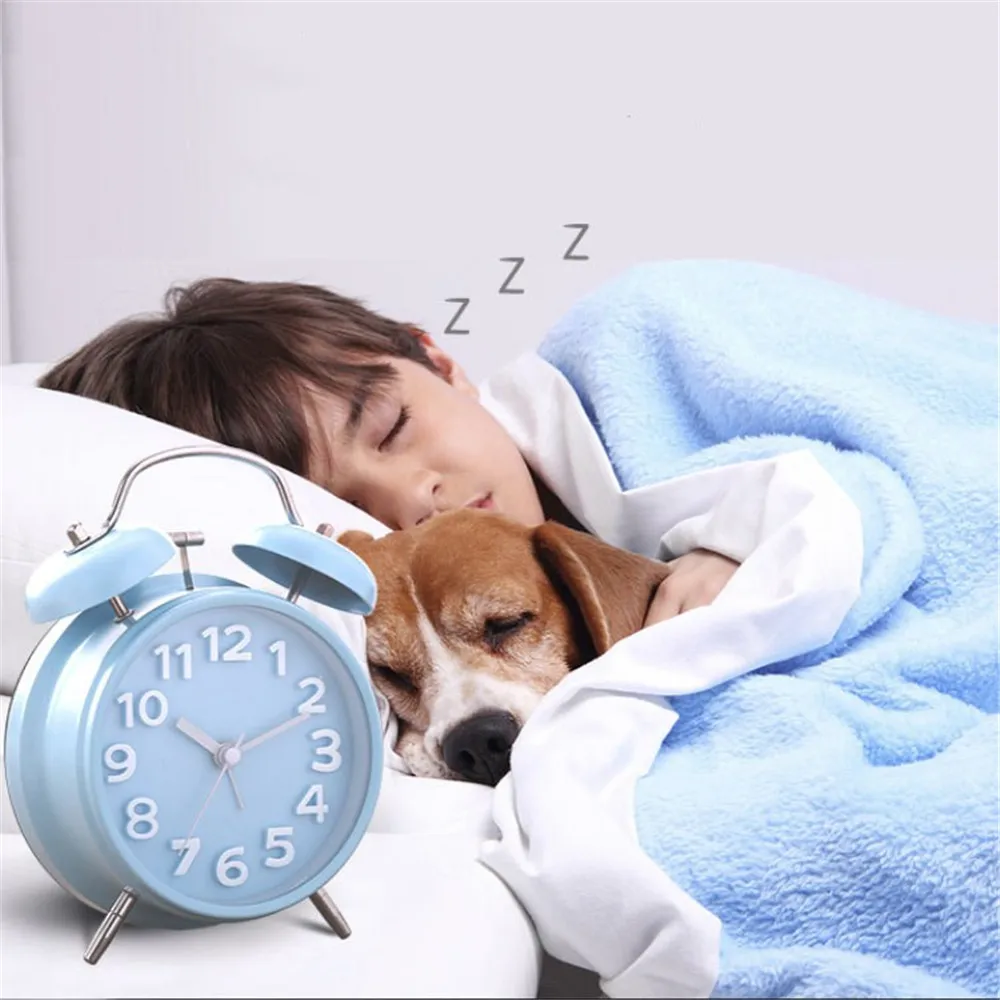 Тихий будильник с двумя колокольчиками металлический модный подарок